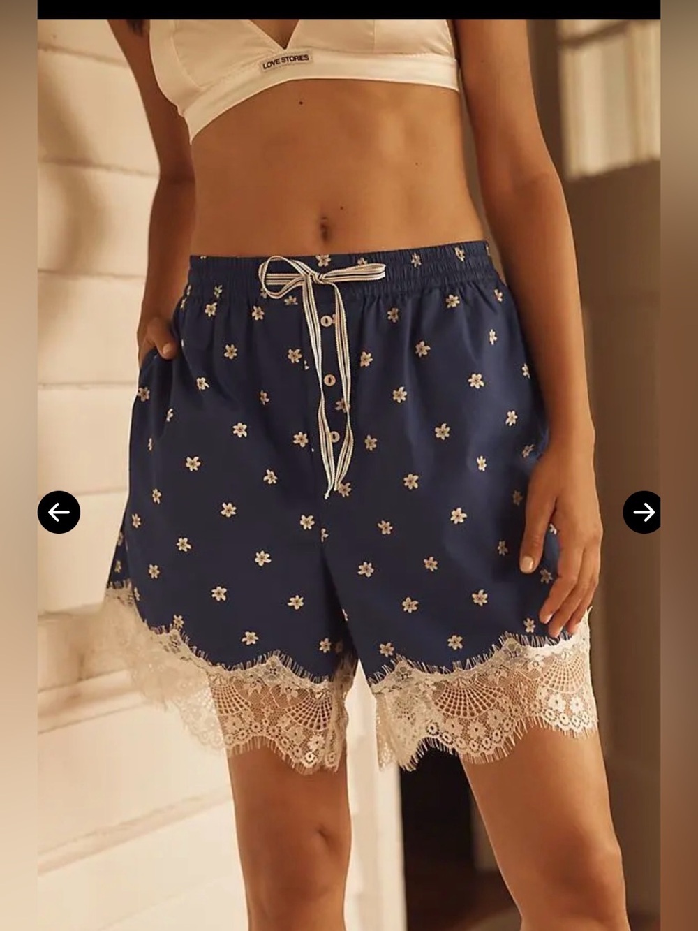 Anthropologie Lace -Trimmed Boxer Shorts , Small
